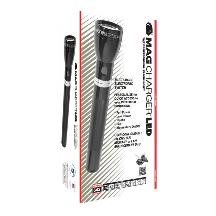 Coffret lampe Maglite rechargeable V2 - 3D LED + chargeur noir