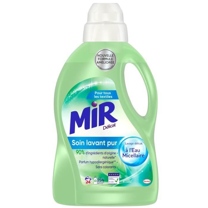 LOT DE 5 - MIR Délicat Soin Lavant Pur Lessive liquide 24 lavages - 1,44L