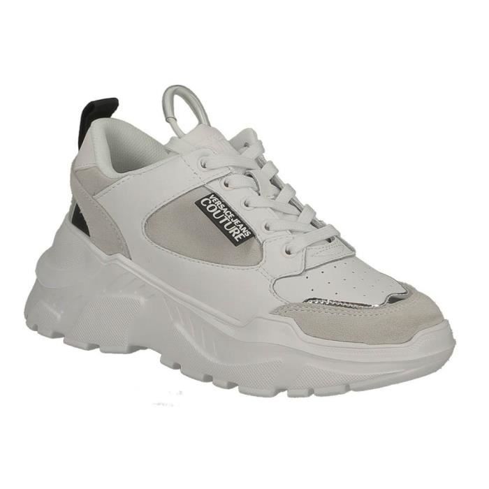 Basket dame Versace Jeans Couture Linea Fondo Speed Dis.SC2 blanc et argent.
