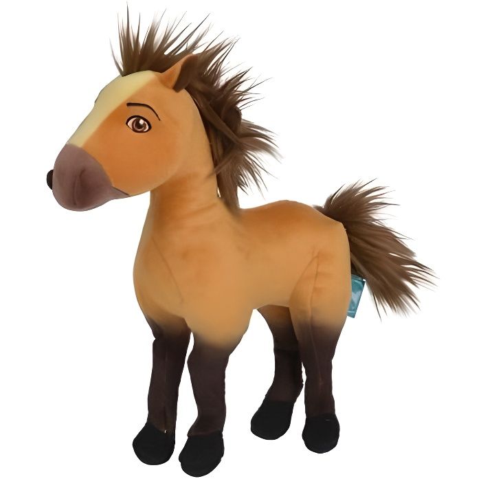 Peluche Cheval Brun Spirit 20 Cm - Doudou Enfant - Animaux de La Ferme