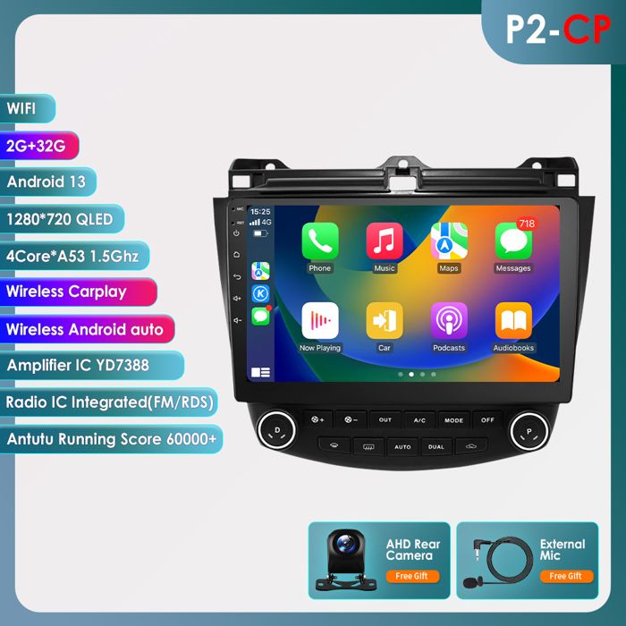 2G+32G Android Autoradio GPS stéréo pour Honda ACCORD 7 2003 2004 2005 2006 2007 2Din lecteur multimédia Bluetooth WIFI USB