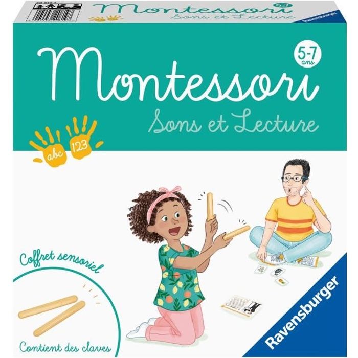 MONTESSORI - Sons et lecture - Coffret sensoriel - Apprentissage des sons et de la lecture - Ravensburger - Dès 5 ans