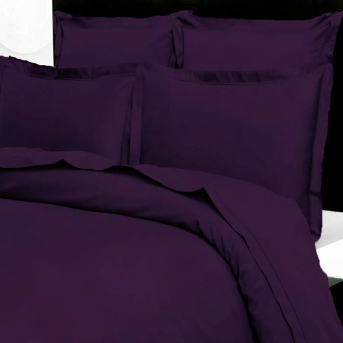 Drap plat uni Satin de Coton 120 Fils/cm² - 180x290 - prune