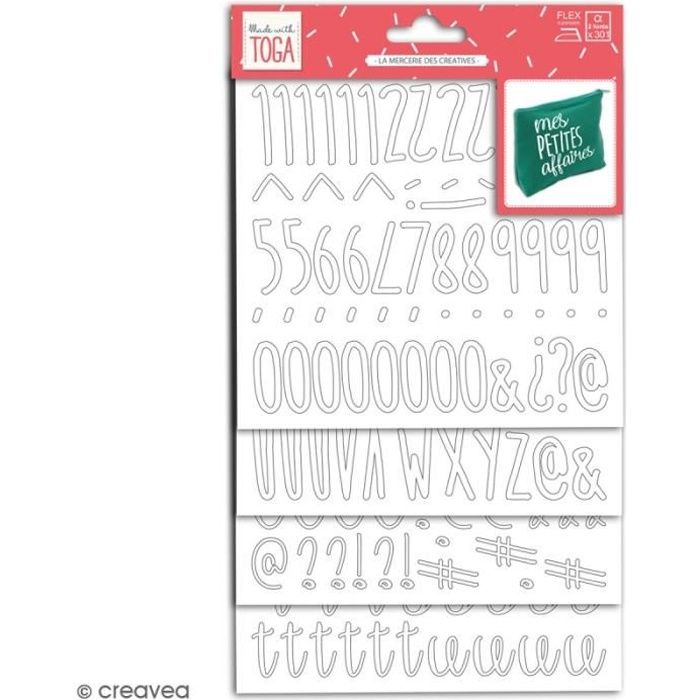 Stickers alphabet flex thermocollant - Blanc - Multi typographies - 301 pcs