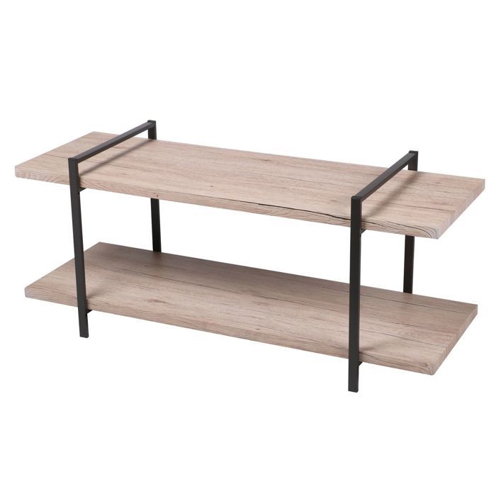 Meuble TV industriel en bois et métal Dock - L. 120 x H. 55 cm - Noir
