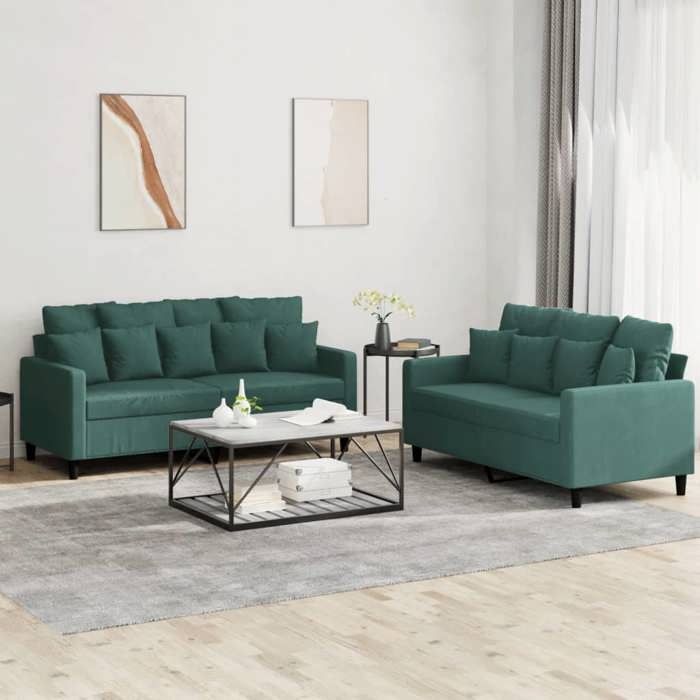 vidaXL Ensemble de Canapés avec Coussins 2 pcs Canapés avec Accoudoirs et Dossier Ensemble de Meubles Mobilier de Salon 3201702