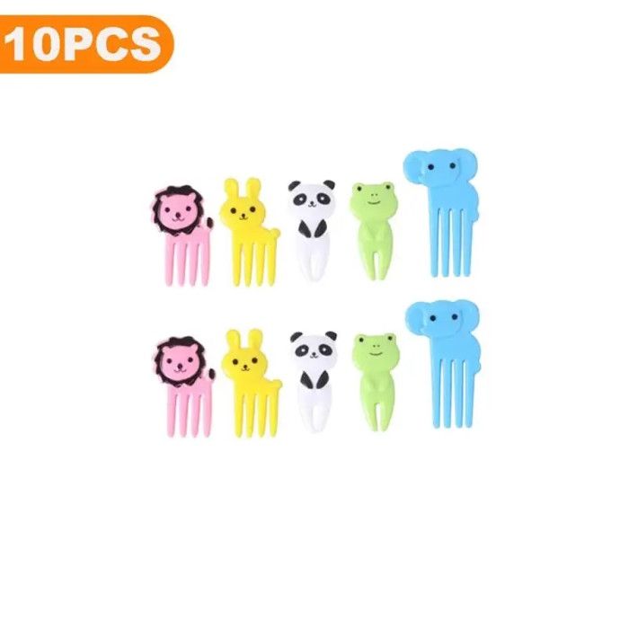 Lot De 10 Fourchettes En Plastique Pour Enfants - Formes Animales - Décoration Repas & Pique-nique - Neuf