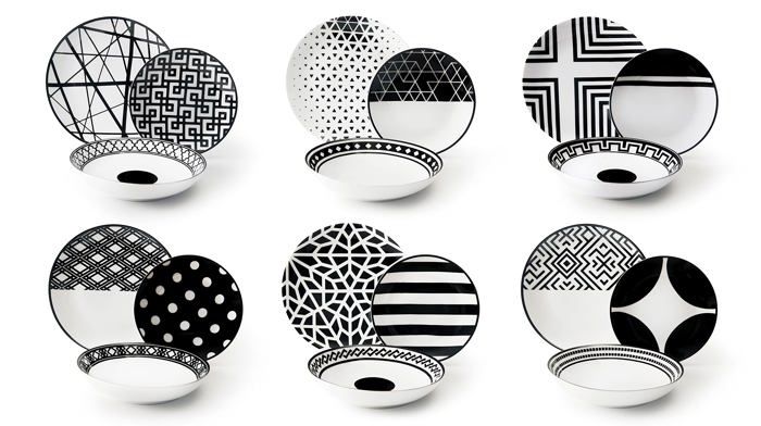 Service de table - Excelsa - 62496 - Porcelaine - 18 pièces - Blanc/Noir Service de table - Excelsa - 62496 - Porcelaine - 18 pièces - Blanc/Noir