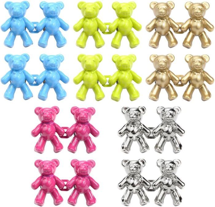 16 Pinces Serre-pantalon Ajustables - 8 Styles Fleuris - Clip Sans Couture Pour Jeans, Jupes, Vêtements Larges