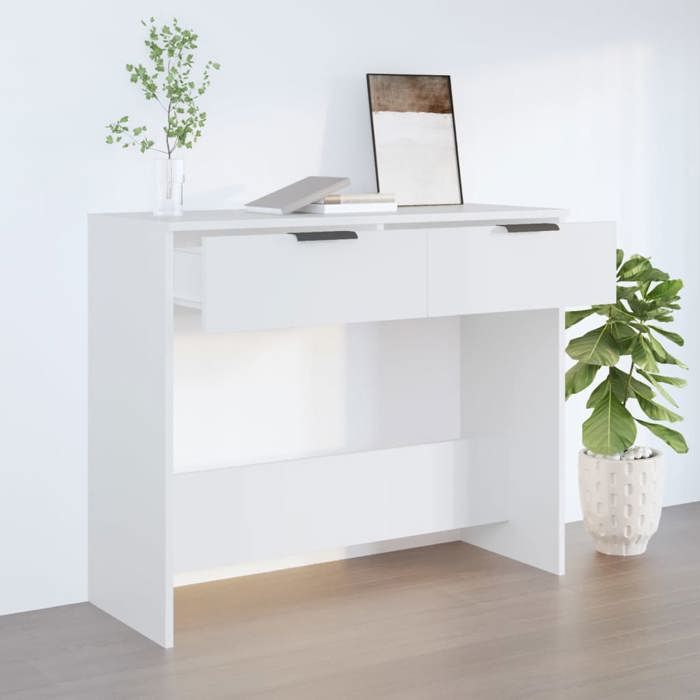Table console de Salon - Design Classique - Blanc 90x36x75 cm - Bois dingénierie MEUBLE733854