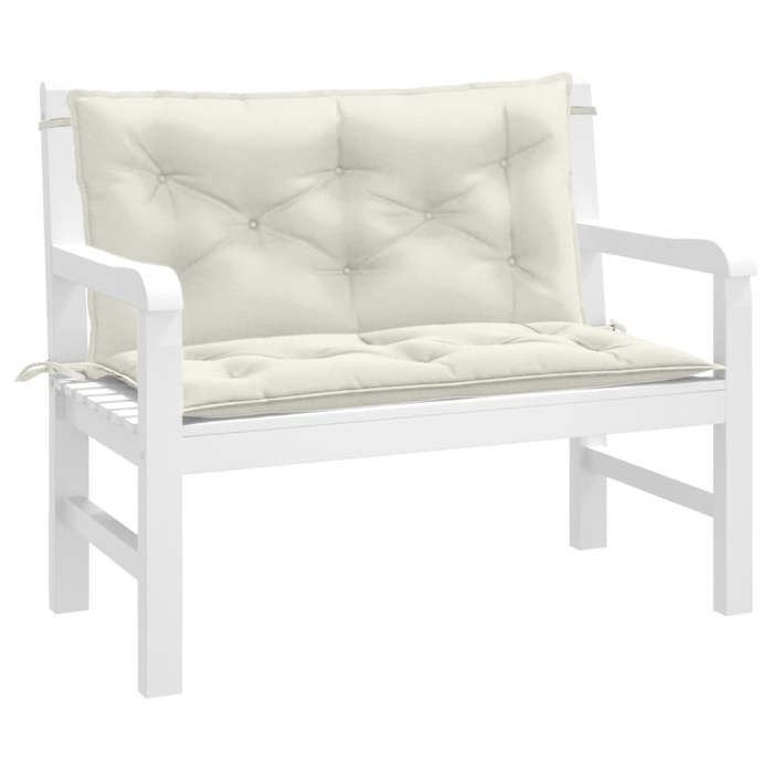 vidaXL Coussins banc jardin Crème Lot de 2