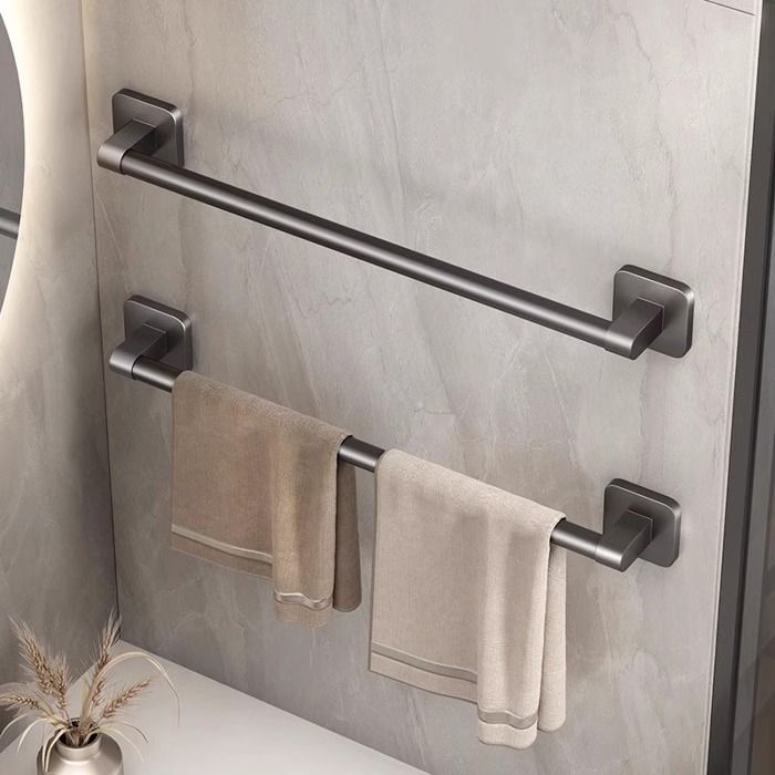 Porte-serviettes, porte-serviettes sans poinçon 50 cm pour salle de bain et chambre (gris, 2