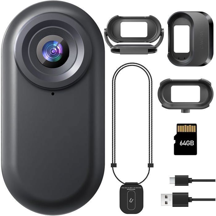 Mini caméra sport Enregistrement vidéo HD 4K équipée dune pince rotative à 360° autonomie de 150 minutes