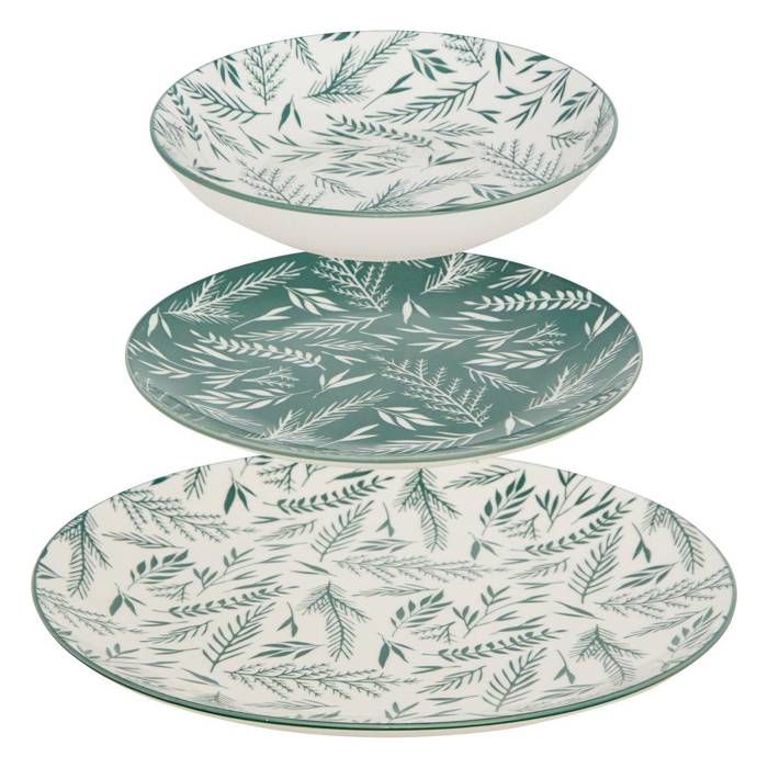 Service de table Agathe 12 pièce(s) vert D265xp24cm - Atmosphera Créateur dintérieur