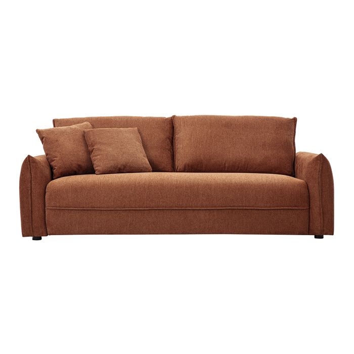 Miliboo - Canapé 3 places en tissu effet velours texturé terre brûlée PIO