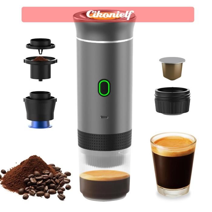 zerone petite cafetière Machine à café portable pour voiture maison voyage cafetière électrique electromenager cafetiere Gris
