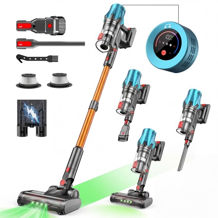 Aspirateur Balai sans Fil- Vulcanterre- V18 - 140AW / 550 W   60 KPa  60  Min - Auto-Écran LED- Portant-  Batterie Amovible