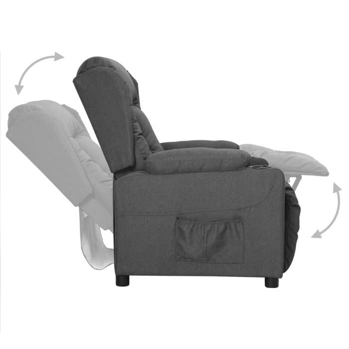TOP 2026 Chaise inclinable - Fauteuil TV - 1 place - Gris foncé Tissu - 72.5x96x99.5 cm FF3614