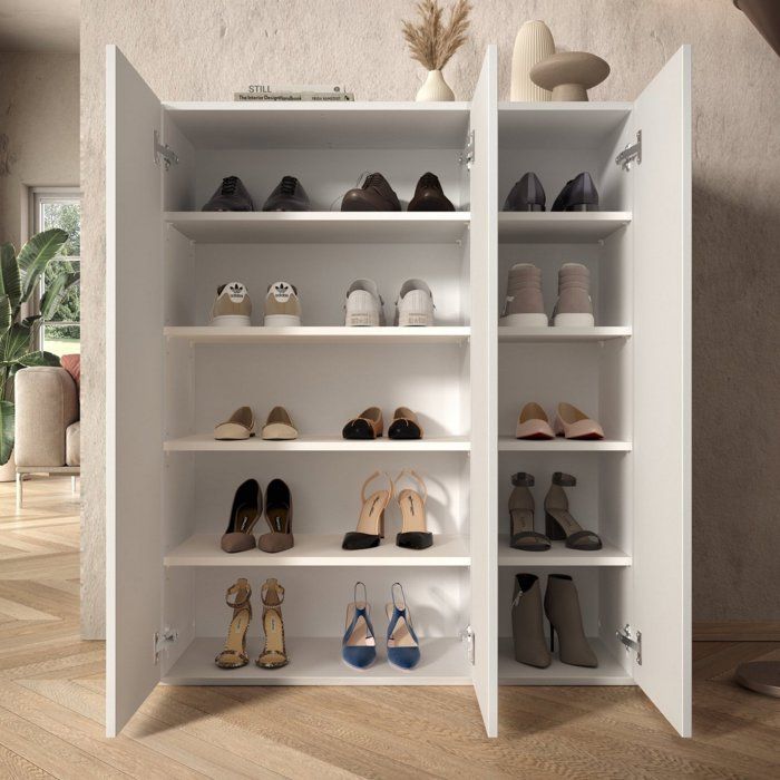 Meuble à chaussures Lauro Dmora en bois laqué blanc brillant 95x35x116h cm Meuble à chaussures Lauro Dmora en bois laqué blanc brillant 95x35x116h cm