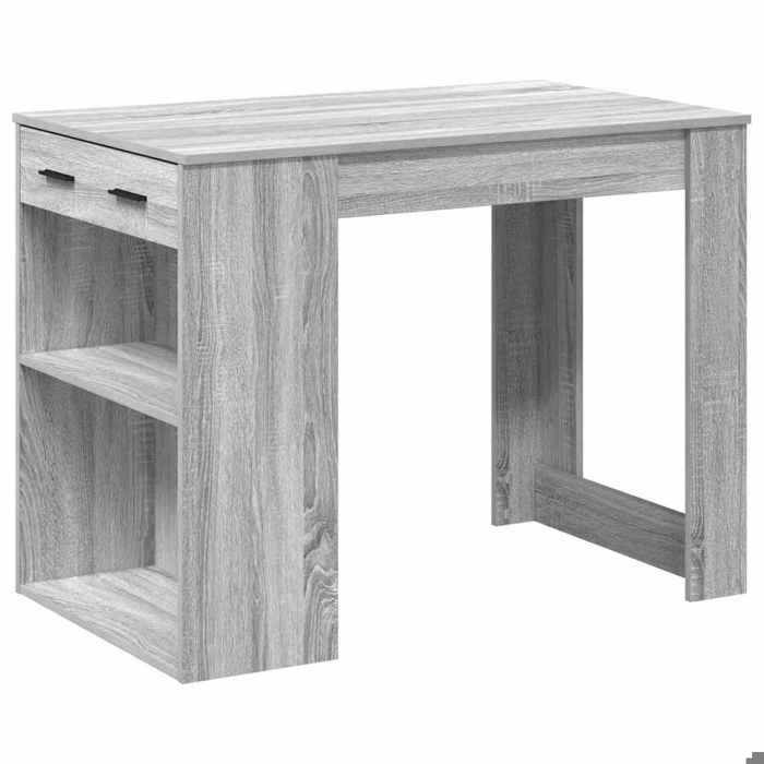 Soldes FlottantsBureau(1 pc) - SHIELD - Table de repas - Charge max 60 kg - avec tiroir et étagère sonoma gris - Bois dingénierie