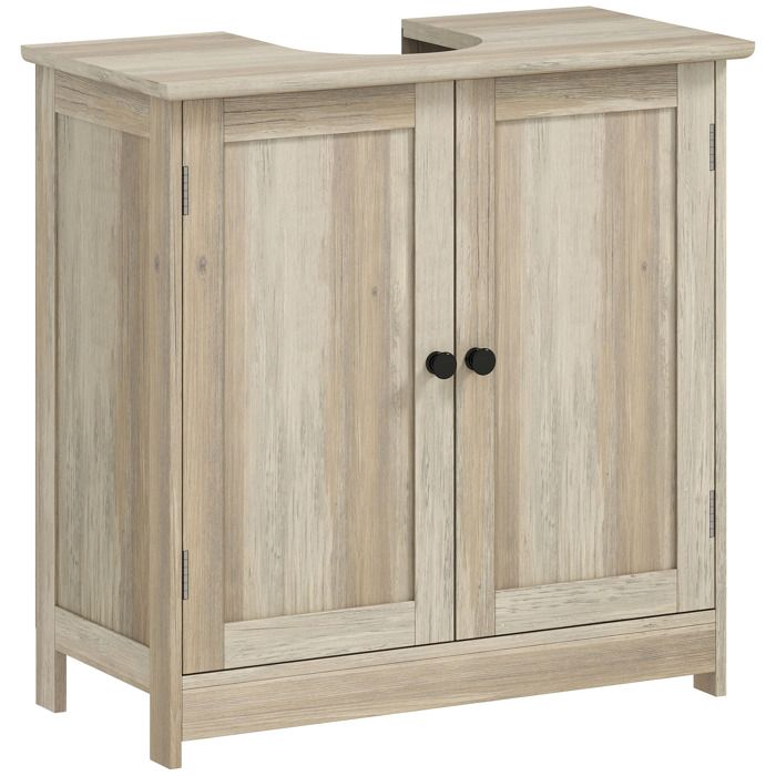 Meuble sous lavabo - HOMCOM - avec placard à 2 portes étagère réglable anti-humidité - mdf - 60 x 30 x 60 cm - gris