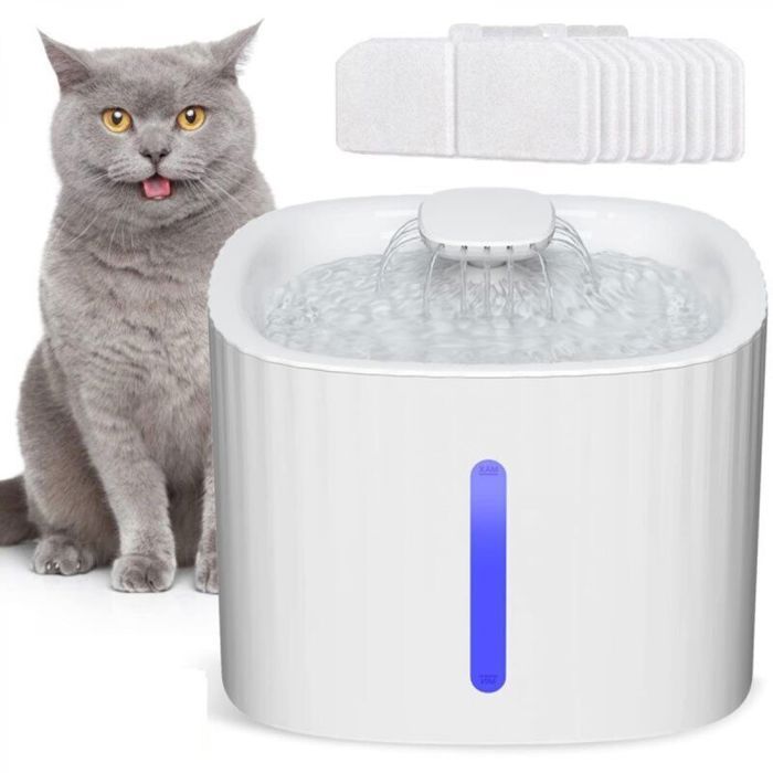 Fontaine à eau spéciale pour chats et chiens 3 L abreuvoir silencieux pour chats avec affichage du niveau deau à LED et 6 filtres