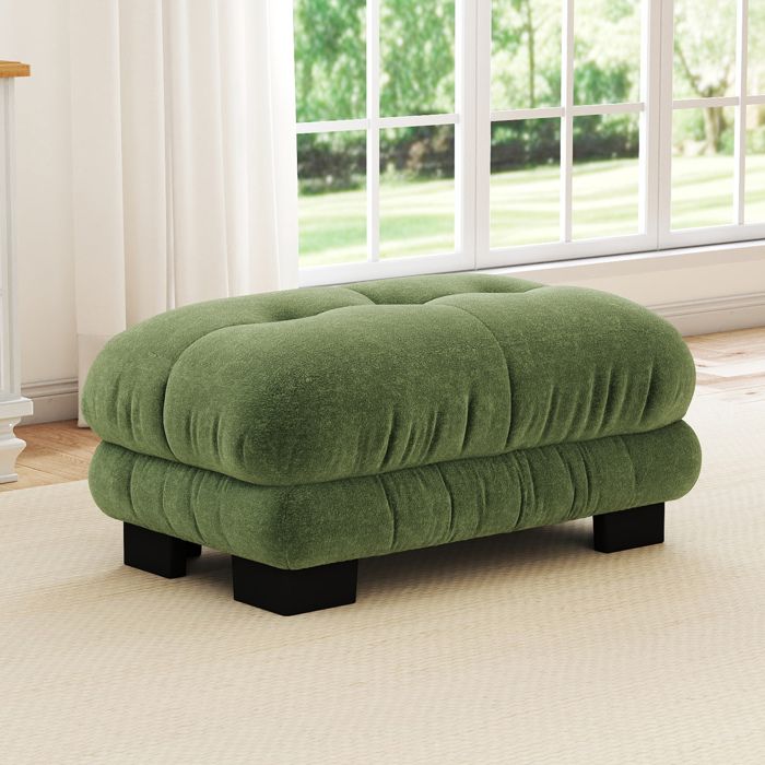 COVREO Fauteuil modulable 1 place 112 x 68 x 52 cm en chenille vintage verte
