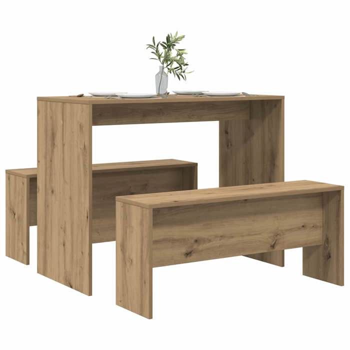BEAU Set mobilier de cuisine - Ensemble table à manger et bancs - 3 pcs - 1 table et 2 chaises - bois dingénierie - 97x47x75 cm[224 BEAU Set mobilier de cuisine - Ensemble table à manger et bancs - 3 pcs - 1 table et 2 chaises - bois dingénierie - 97x47x75 cm[224