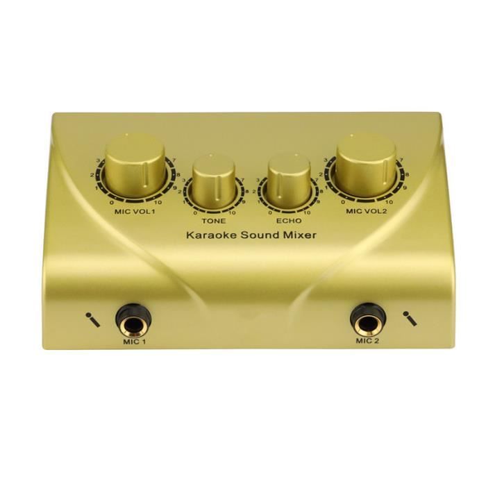 Mixer Karaoké 2 Entrées Micro Avec Effet écho Et Entrée Vidéo - Modèle PROMIX02, Couleur Chrome