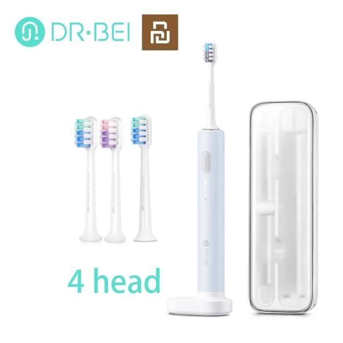 Brosse à Dents électrique Sonique - 4 Têtes De Rechange - Recharge USB Rapide - Étanche IPX7 - Neuf