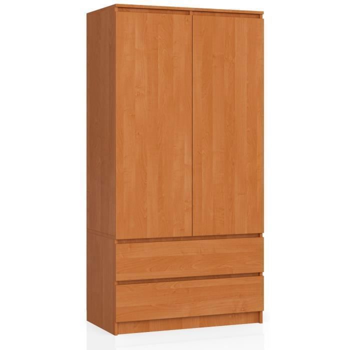 Armoire AKORD S90 Aulne 90 cm 2 portes 2 tiroirs façade Aulne 4 étagères 90x51x180 cm Armoire AKORD S90 Aulne 90 cm 2 portes 2 tiroirs façade Aulne 4 étagères 90x51x180 cm