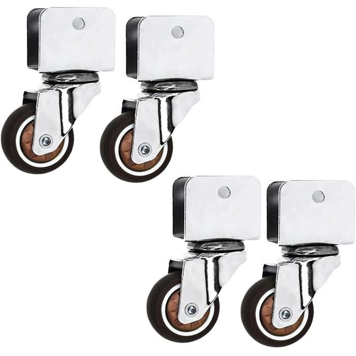 4 Petites Roulettes Pour Meubles, 25Mm Roulettes Pivotantes Roues Avec Frein Plaques