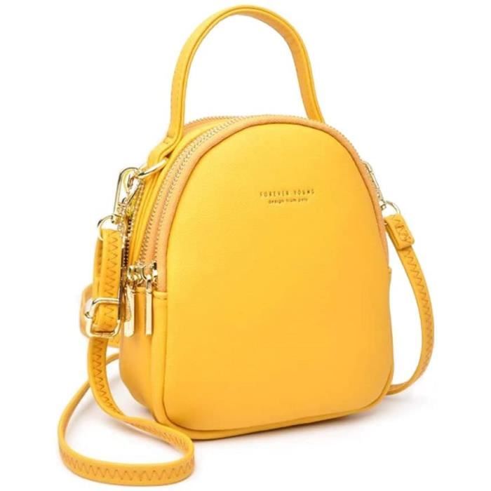 Mini Sac a Dos Cuir PU Femmes Filles Jaune Synthetique Dos Femme Cdiscount Bagagerie Maroquinerie
