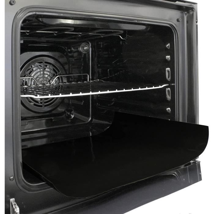 Lot De 2 Tapis De Cuisson Antiadhésifs Téflon Pour Four - 40.5x63.5 Cm - Réutilisables, Lavables - Noir