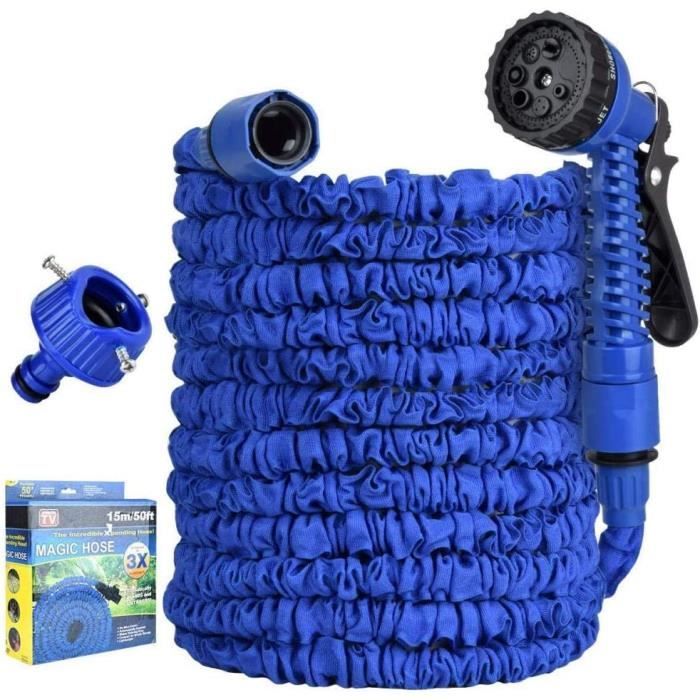 Tuyau D'arrosage Extensible ZAselect 60m - Tissu 3750D Résistant - Buse 8 Fonctions - Léger Et étanche
