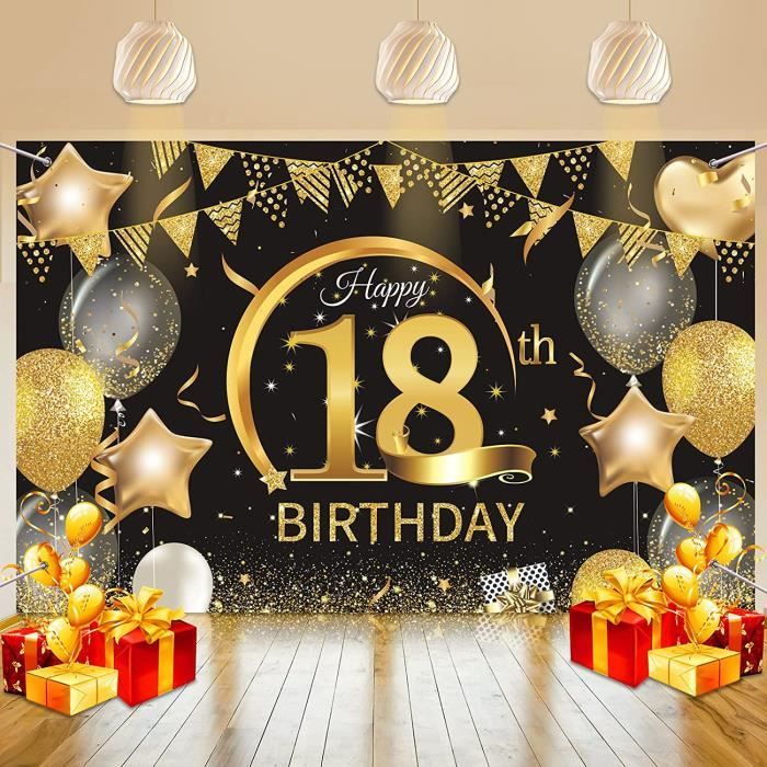 Yontree Banderole Joyeux Anniversaire 40 Ans - Bannière Or 1.1 X 1.8m Toile De Fond Pour