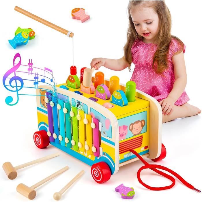 Jouet Montessori Educatif 1 an 4 en 1 Jouet Xylophone Bebe Jouet