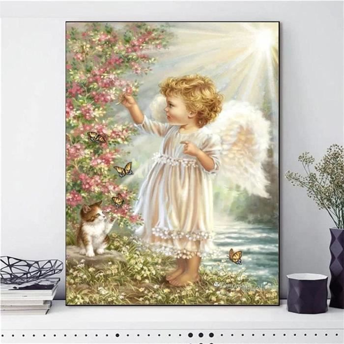 Art Diamant 30x40cm Kit Diamond Painting 5D Petit Ange - 30x40cm - Broderie Diamant DIY - Décoration Murale Activité Manuelle Adulte