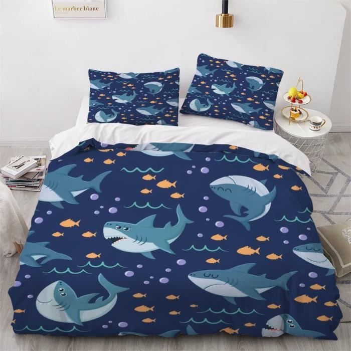 Acheter Parure De Lit Motif Requin 3D Avec Impression Numérique HD, Housse De Couette 2/3 Pièces Pour Chambre D'enfant, Douce, Lavable En Machine, Décoration De La Maison