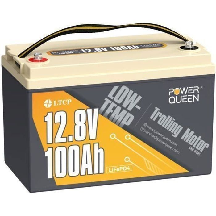 12V100Ah Batterie véhicule Batterie Lithium LiFePO4 protection de froid pour Moteur Bateau Remorque-1280Wh - BMS100A - PowerQueen