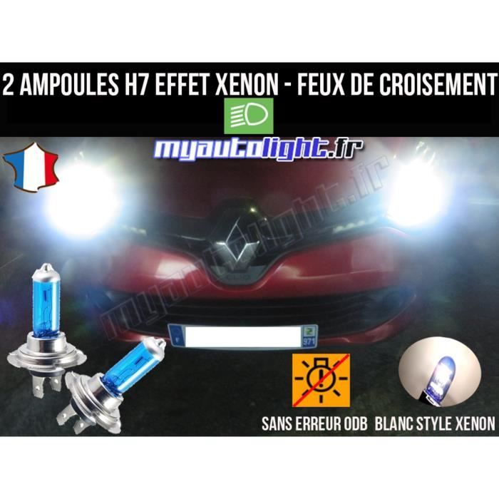 Pack ampoules H7 blanc xenon feux croisement-code pour RENAULT CLIO 4 -  Cdiscount Auto