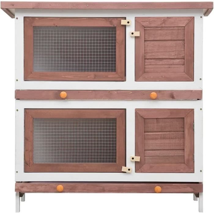 Meilleurs prix pour Clapier extérieur pour Lapin 4 Portes en Bois Brun avec Porte de Ventilation, Treillis métallique en Fer à Mailles serrées et [493]