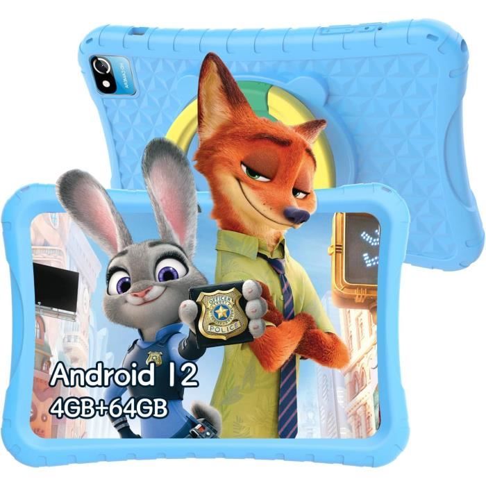 Tablette Enfants 7 Pouces Android 12 Vigevee - 2+32Go (128Go TF), Contrôle Parental, Étui Kid-Proof Bleu