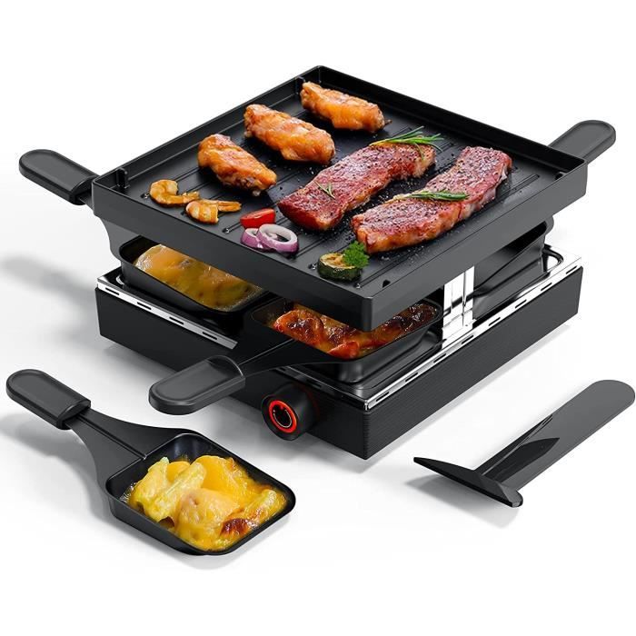 EMERIO RG-120656 Appareil à raclette 4 poêlons noir