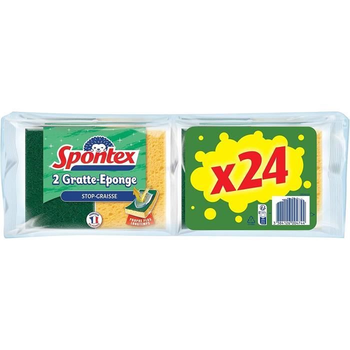 SPONTEX - Gratte-Eponge Stop-Graisse - 12 pack de 2 éponges