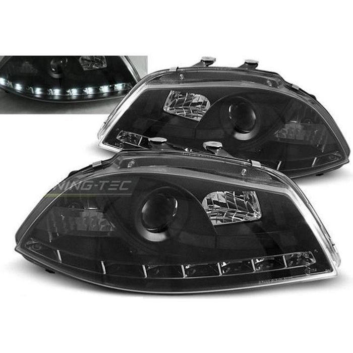 Paire de feux phares Seat Ibiza 6L 02-08 Daylight led noir-27361788