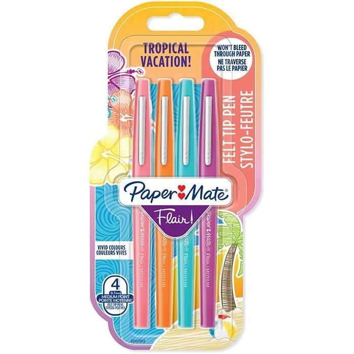 Flair Lot de 4 Stylosfeutres pointe moyenne 1,1 mm Couleurs Tropical[L372] Cdiscount Beaux