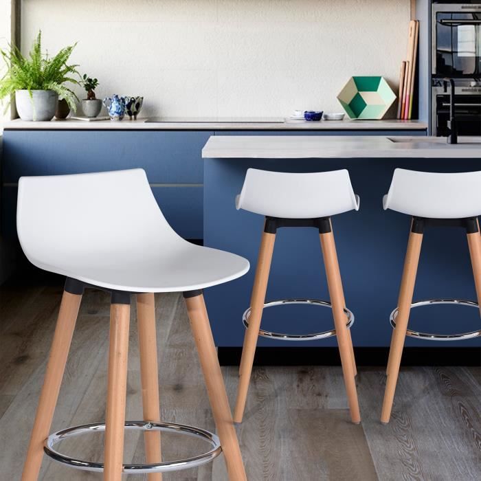 FURNITURER Ensemble de 2 chaises de bar Chaise haute de comptoir simple