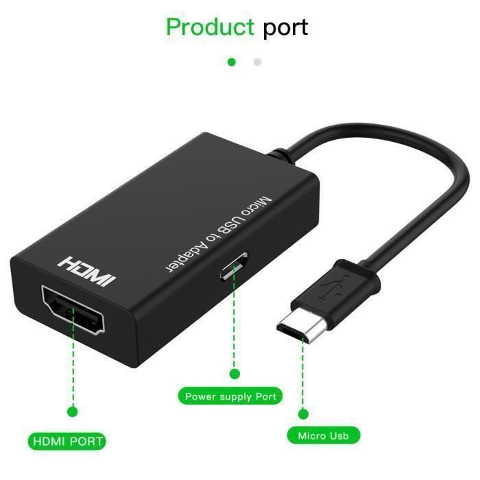 Adaptateur Micro USB vers HDMI Ou Adaptateur micro USB Ou Adaptateur HD  vers HDMI Ou Téléphone portable vers un câble HDMI - Cdiscount TV Son Photo