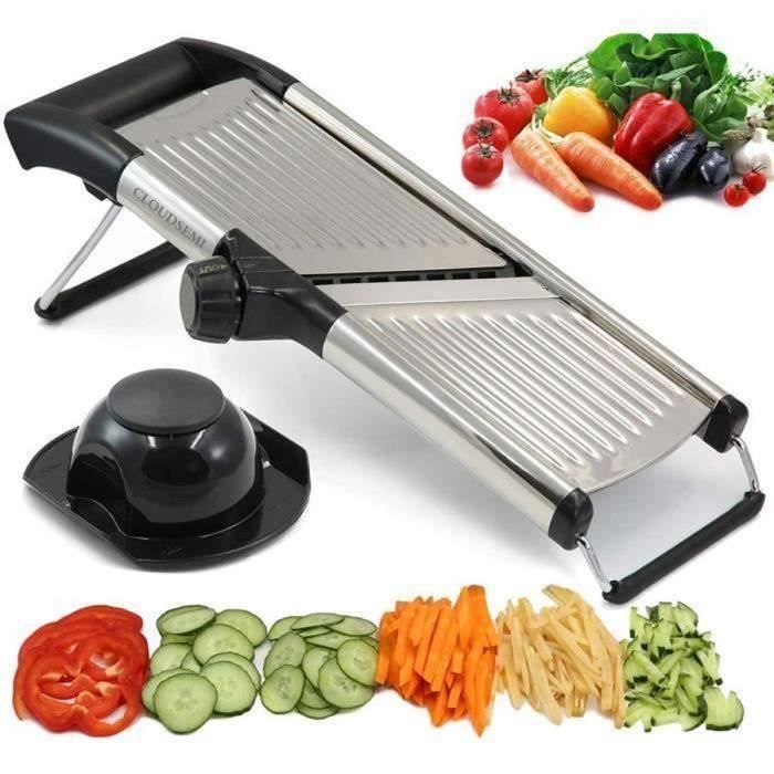 Mandoline de Cuisine Professionnel – Mandoline Légumes Réglable Multifonctions en Acier Inoxydable de avec Pied Antidérapant